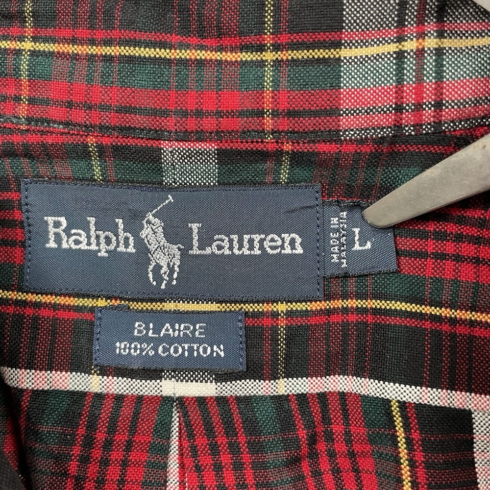 Ralph Lauren Shirt Mens Large Red Plaid Oxford‎ Cotton Button Down Western Rodeo - Picture 7 of 7